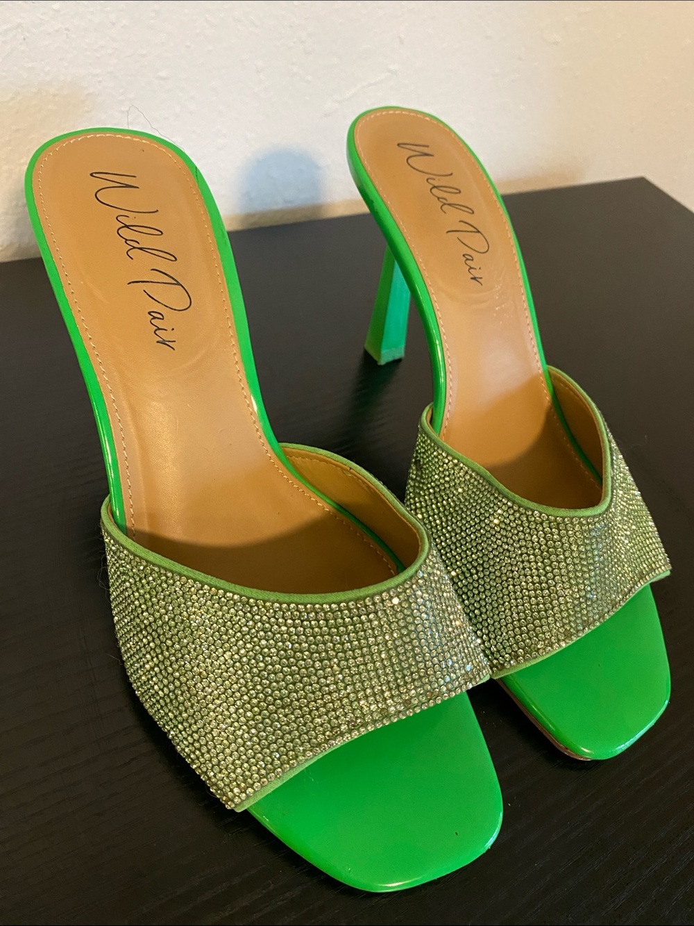 Wild Pair Sparkling Green Slide Sandals